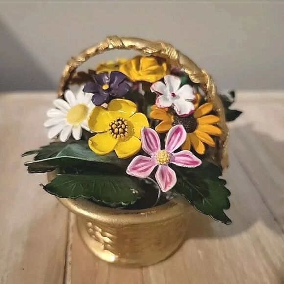 VTG Gorham Enamel Flower Basket Jane Hutcheson Fleur des Siecles Figural METAL - Picture 3 of 10